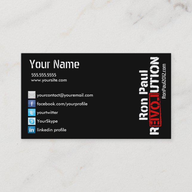 Cartão da revolução de Ron Paul (Frente)