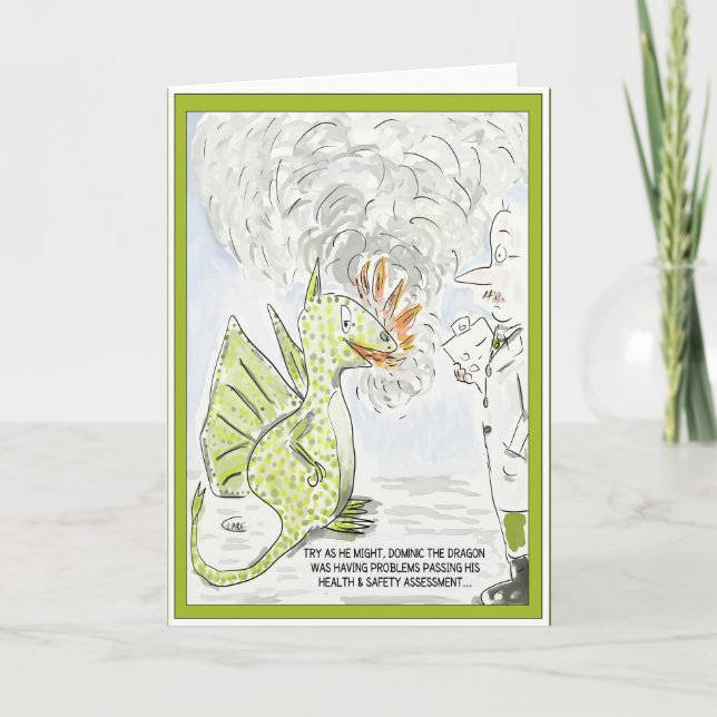 Cartão Da segurança do dragão da "cartão engraçado saúde (Frente)