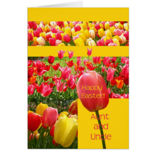 Cartão da tulipa da tia & do tio felz pascoa