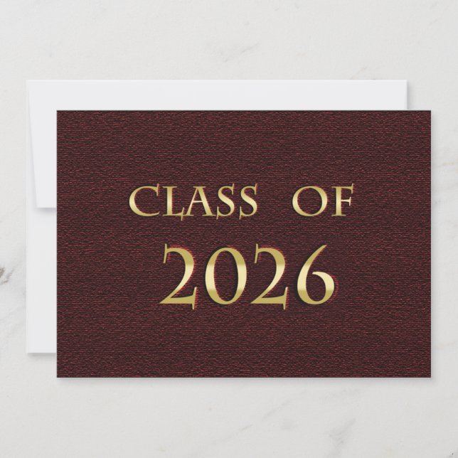 Cartão da Turma de 2026 em Vinho e Dourado (Frente)