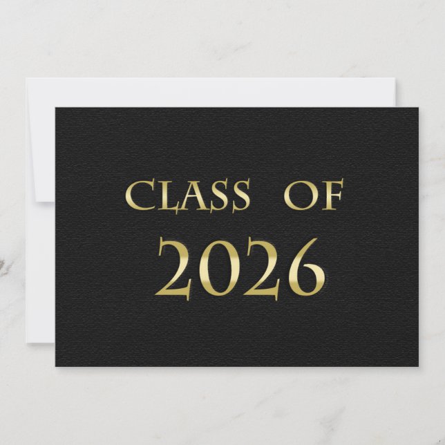 Cartão da Turma de 2026 Preto e Dourado (Frente)