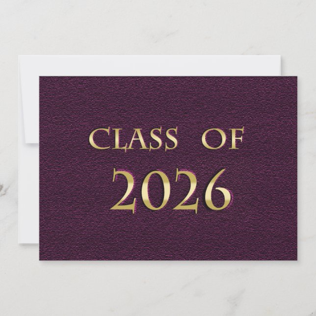 Cartão da Turma de 2026 Roxo e Dourado (Frente)
