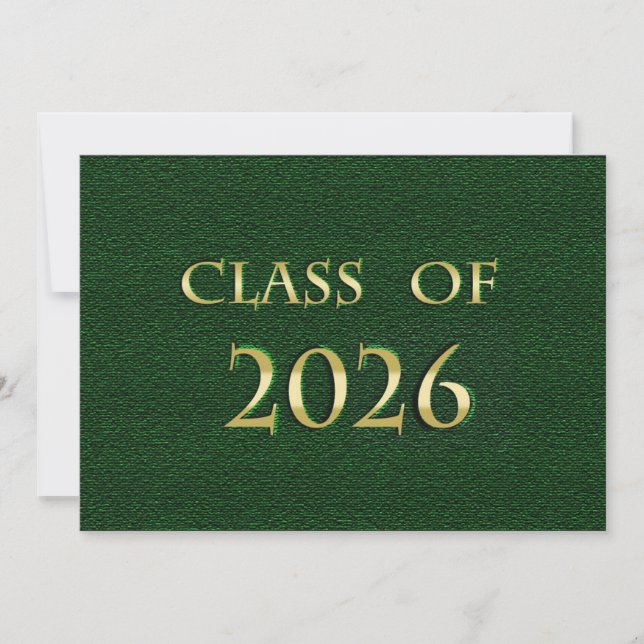 Cartão da Turma de 2026 Verde e Dourado (Frente)