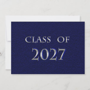Cartão da Turma de 2027 Azul e Prata