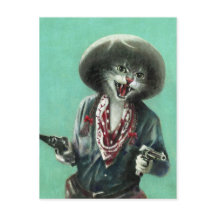 Cartão da vaqueira do gatinho do vintage