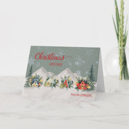 Cartão Da Vila de Natal de Nome Personalizado