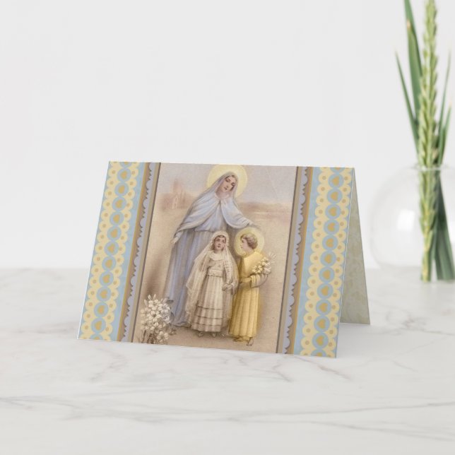 Cartão da Virgem Maria Cristo Primeira Comunhão (Frente)