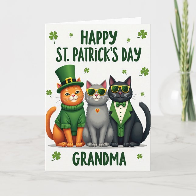 Cartão da Vovó dos Gatos de St. Patrick (Frente)