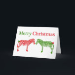 Cartão da zebra do Natal<br><div class="desc">Adicione seus nomes para dentro para um olhar feito sob encomenda.</div>