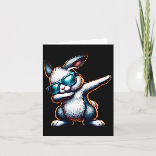 Cartão Dabbing Bunny Engraçado Bunny (Frente)