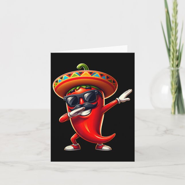 Cartão Dabbing Chili Cinco De Mayo Comida Mexicana Para H (Frente)