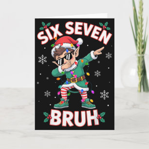 Cartão Dabbing Elfo Six Seven Bruh Natal 67 Meme Xmas