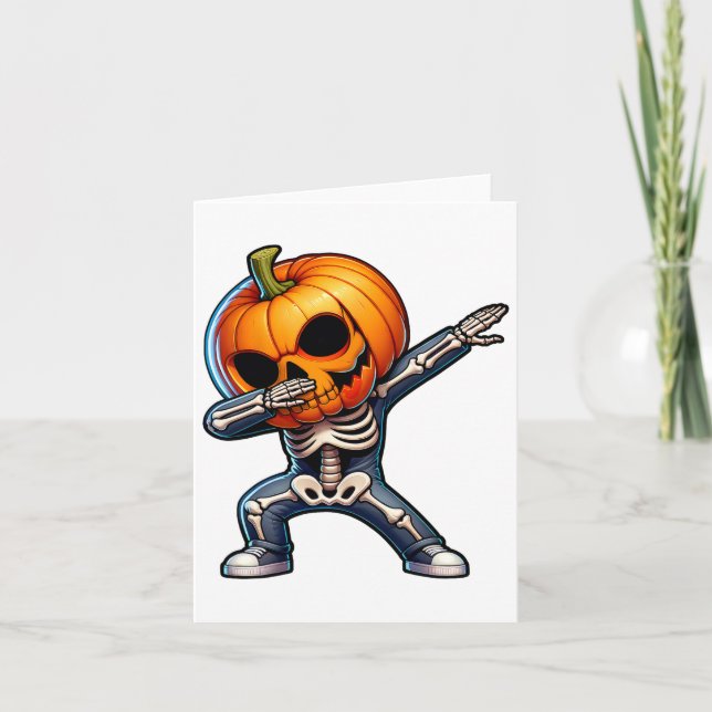 Cartão Dabbing Halloween Skeleton Boys Trick Trey Funny (Frente)