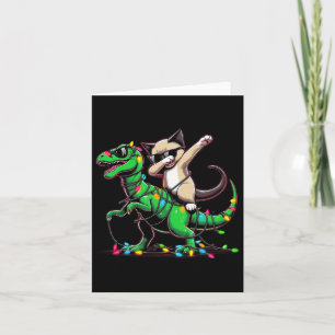 Cartão Dabbing Oriental Shorthair No Xmas Lights Dinosaur
