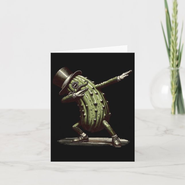 Cartão Dabbing Pickle Dancing Pepino Picker Engraçado (Frente)