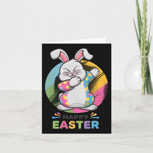 Cartão Dabbing Rabbit Felz pascoa Day Bunny Ovos Dab Boy (Frente)