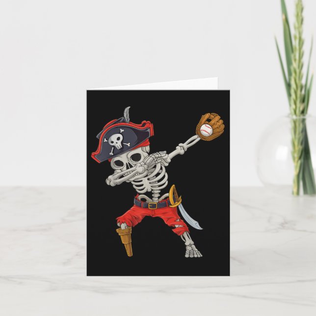 Cartão Dabbing Skeleton Pirate Baseball S (Frente)