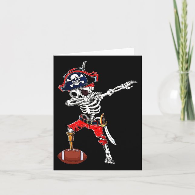 Cartão Dabbing Skeleton Pirate E Pegada Ll Halloween Co (Frente)