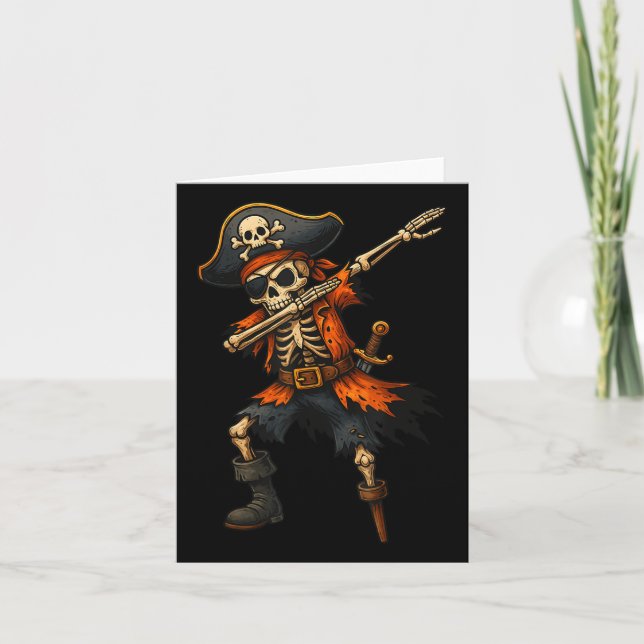Cartão Dabbing Skeleton Pirate Halloween Costume Para Cri (Frente)