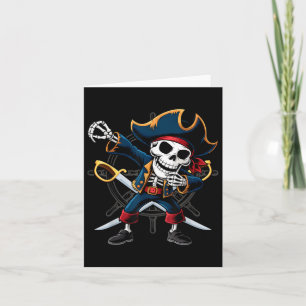 Cartão Dabbing Skeleton Pirate Halloween Kids Jolly Roger