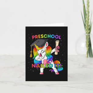 Cartão Dabbing Unicorn Preschool Nelejou Graduação de Ti