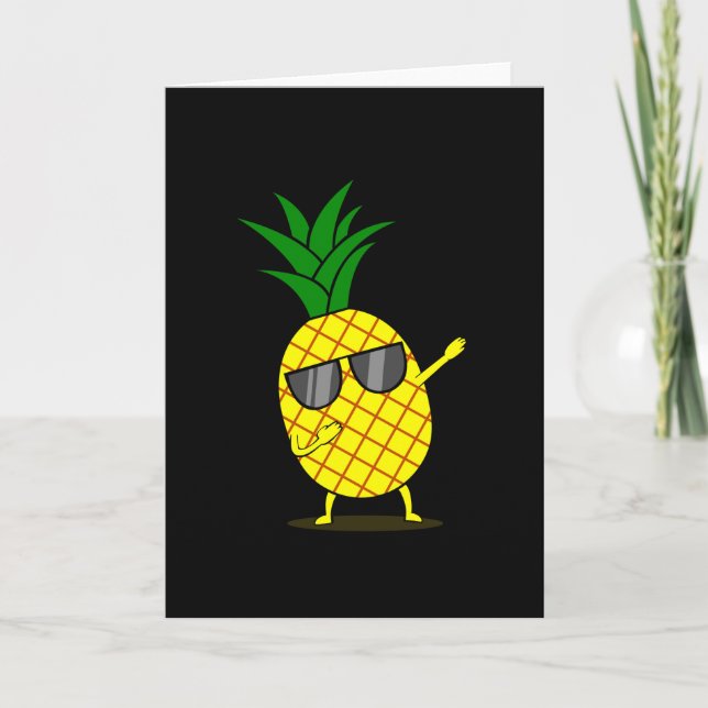 Cartão Dabbing Yellow Pineapple DAB Funny Dancing Fruta (Frente)