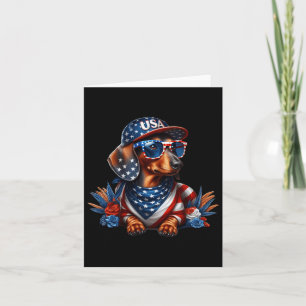 Cartão Dachshund 4 De Julho, Cão Patriótico Dachshund 4
