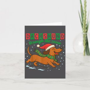 Cartão Dachshund Através Da Neve Cachorro-quente De Natal