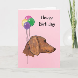 Cartão Dachshund, Balões de Aniversário
