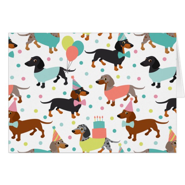 Cartão Dachshund Birthday (Frente Horizontal)