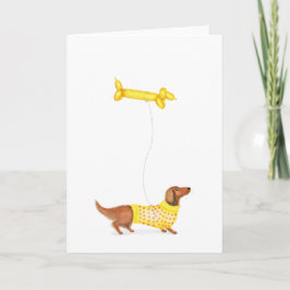 Cartão Dachshund bonito com cartão-balão para cães de sal