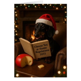 Cartão Dachshund 'Cheese Tax' Christmas card