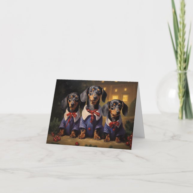 Cartão Dachshund Christmas (Frente)