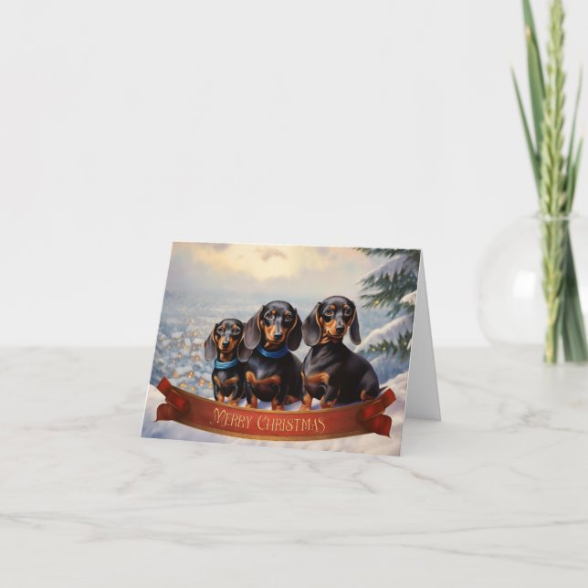 Cartão Dachshund Christmas (Frente)