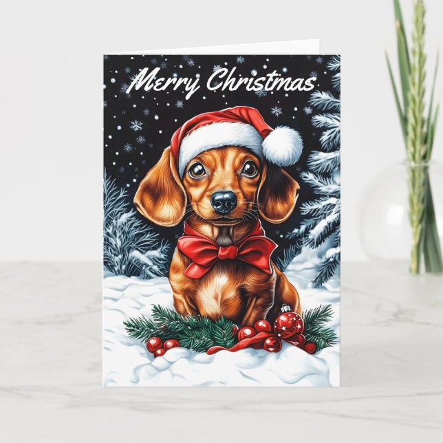Cartão Dachshund Christmas (Frente)