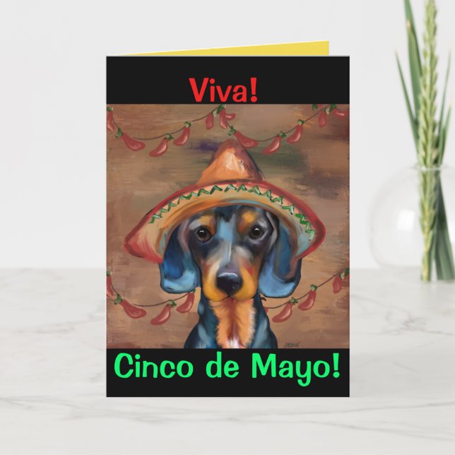 Cartão Dachshund Cinco de Mayo (Frente)