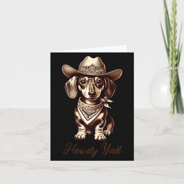Cartão Dachshund Cowboy Cute Sausage Dog Cowboy Weiner Pu (Frente)