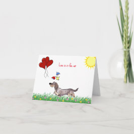 Cartão Dachshund de Cabelo Fio de Ar Valentine 