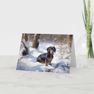 Cartão Dachshund Deixe Nevar Natal