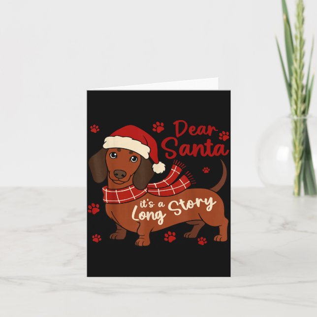 Cartão Dachshund Dog Dear Santa It's A Long Story Funny C (Frente)