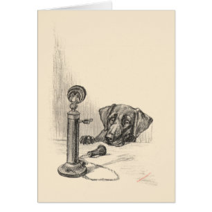 Cartão Dachshund e Vintage Phone