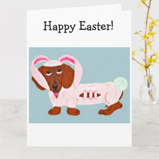 Cartão Dachshund Easter Bunny