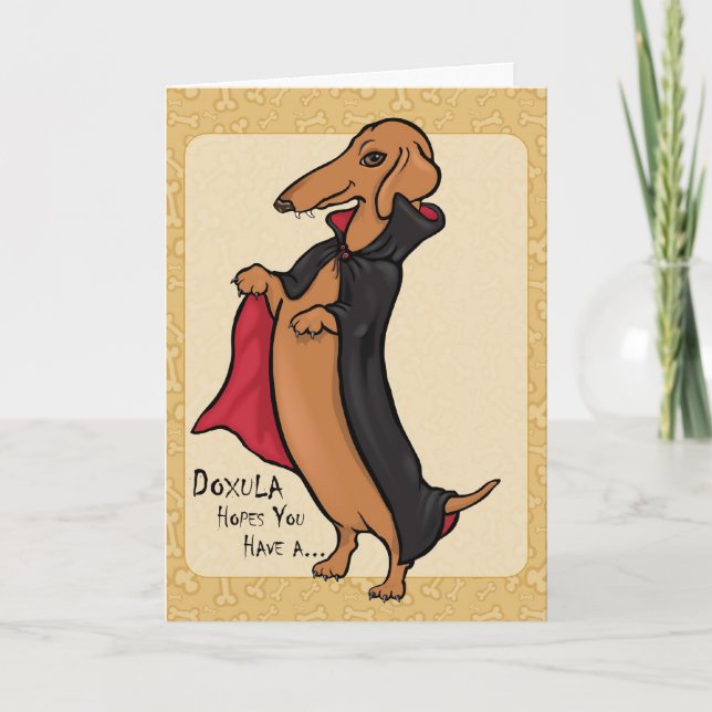 Cartão Dachshund Halloween Vampire (Frente)