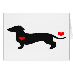 Cartão Dachshund Love com corações