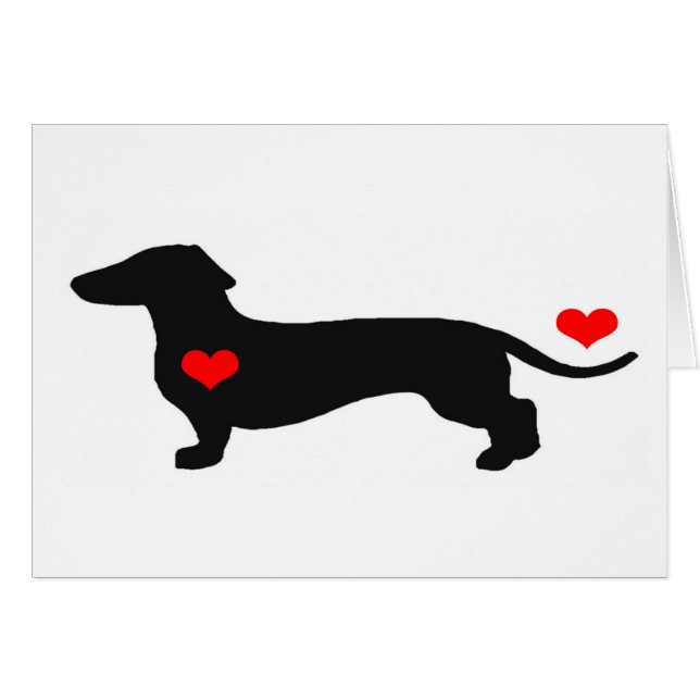 Cartão Dachshund Love com corações (Frente Horizontal)
