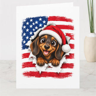 Cartão Dachshund Natal Americano
