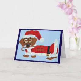 Cartão Dachshund Papai Noel com um Chiclete