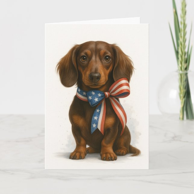Cartão Dachshund Patriótico (Frente)