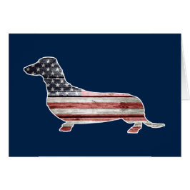 Cartão Dachshund patriótico com bandeira americana