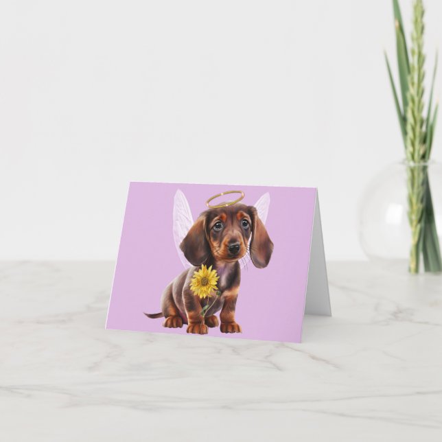 Cartão Dachshund Puppy Angel Saudação Em Qualquer Ocasião (Frente)